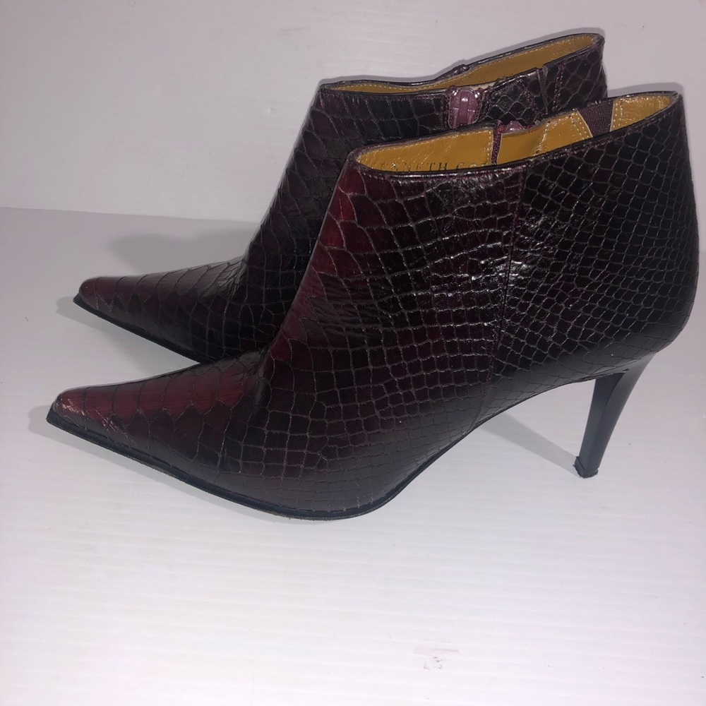 Kenneth Cole “Sex it Up”wine color snakeskin  ankle boots.